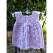Robe layette Mauve aux trois petites fleurs 0-3 mois