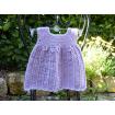 Robe layette Mauve aux trois petites fleurs 0-3 mois