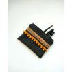 Pochette Gris foncé Ethnique Pompons Jaune