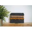 Pochette Gris foncé Ethnique Pompons Jaune