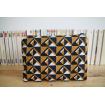 Pochette Tissu Géométrique bleu blanc moutarde