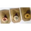 Badge / broche bois de châtaignier illustré main - thème floral tournesol, coquelicot ou pissenlit