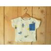 T-shirt à manches courtes pour bébé en jersey bio écru, jaune et bleu, motif hippopotames