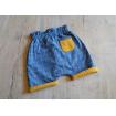 Short réversible bébé en coton bio à carreaux jaune et bleu