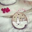 Décoration de Noël naturelle en bois - rondelle sapins enneigés