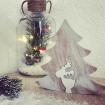 Décoration de Noël en bois à poser - sapin large et renne