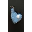 Porte clé en forme de cœur en jeans et dentelle recyclés