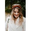 Headband tressé en velours ras brun