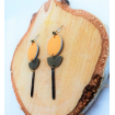 Boucles d'oreille "Moon" -en cuir orange, breloque bronze et sequin noir