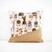 Coussin imprimé "cactus" et toile de jute