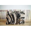 Pochette Tissu Lin végétaux noirs et camels