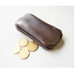 Porte monnaie grain de café en cuir marron