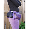 Ceinture utilitaire multi poches en patchwork de cuirs violets et noirs pour voyage ou festival