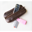 Porte monnaie grain de café en cuir marron