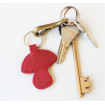 Porte clé ou bijou de sac amanite en cuir rouge et blanc