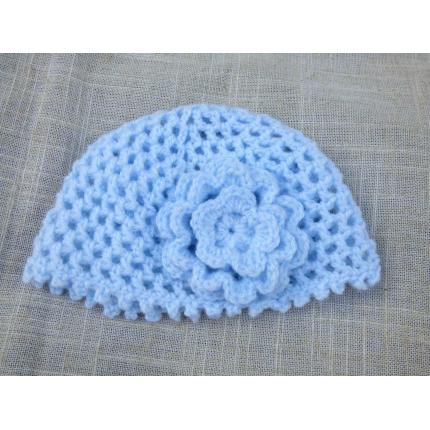 Bonnet de naissance Fleur Bleue