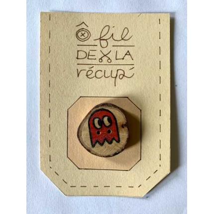 Boutons bois de poirier fait et illustrés main, thème PacMan, pacman ou fantôme au choix