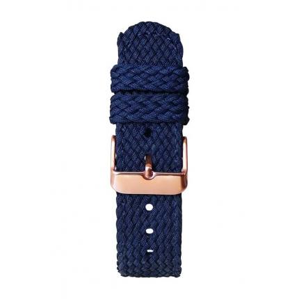 Bracelet nylon tressé bleu boucle dorée rose