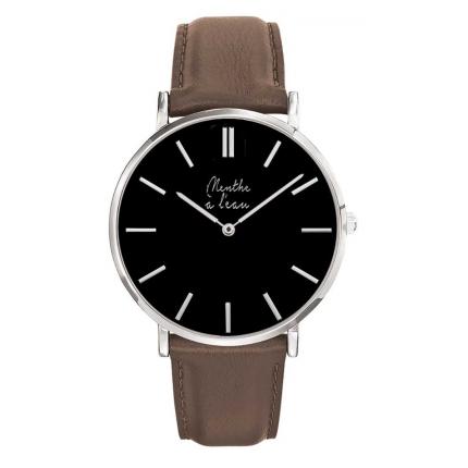 La Véritable cuir marron fond noir H chromée