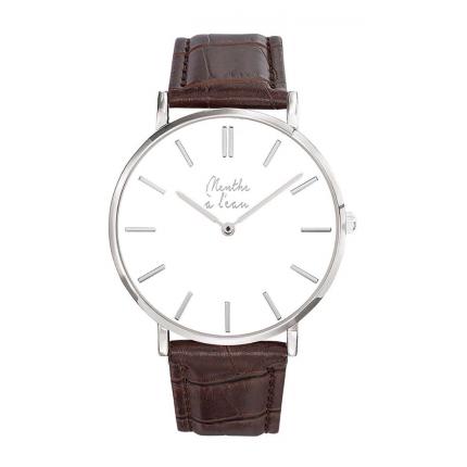 La Véritable cuir marron croco fond blanc