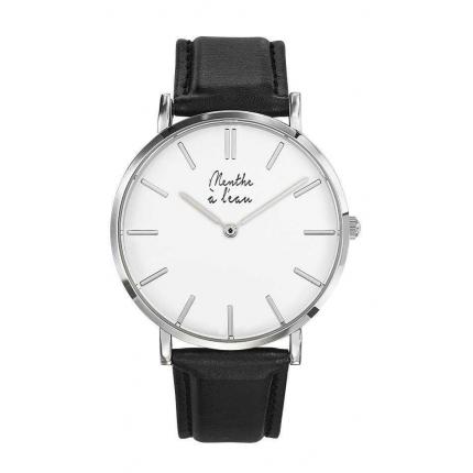 La Véritable cuir noir fond blanc H chromée