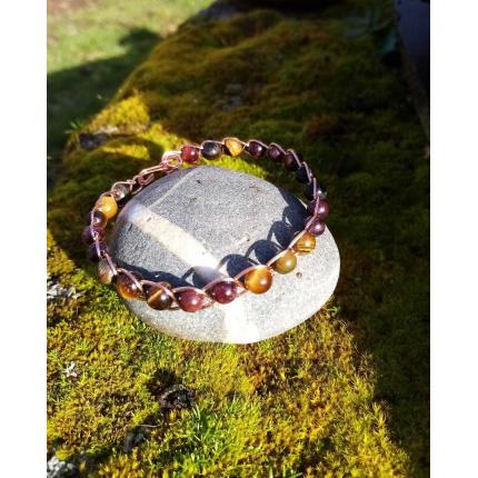 Bracelet en grenat et œil de tigre