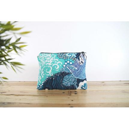 Pochette imprimée bleu - Fond marin