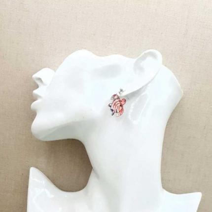 Boucles d'oreilles mini lapin et mini Tortue en tissu liberty wiltshire pois de senteur