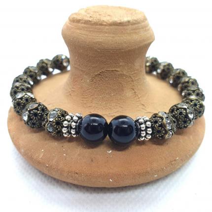 Bracelet en agate noire naturelle