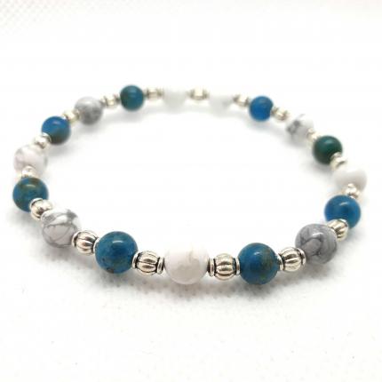 Bracelet en howlite & apatite naturelles