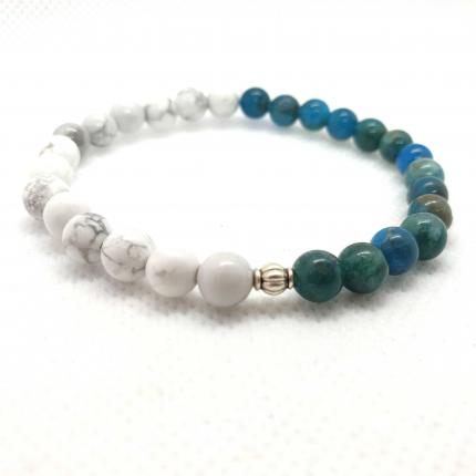 Bracelet en apatite et howlite naturelles