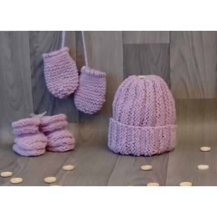 Bonnet + chaussons + moufles taille 2
