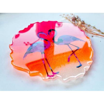 Sous verre flamant rose