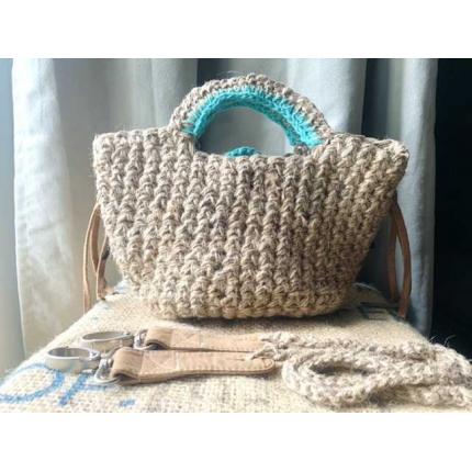 PALERME - Sac panier, customisé au crochet ficelle de jute - modèle « Indien »