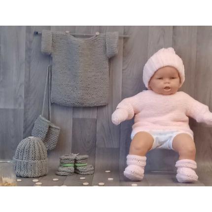 Marinière + bonnet + moufles + chaussons / taille 2