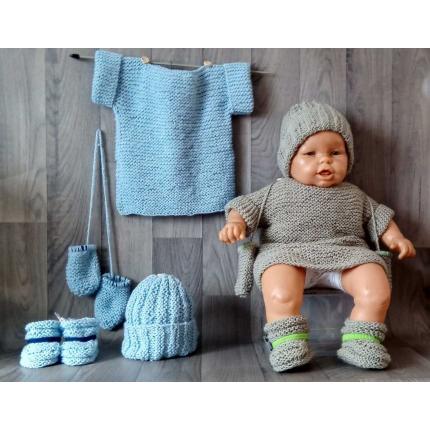Marinière + bonnet + moufles + chaussons / taille 2