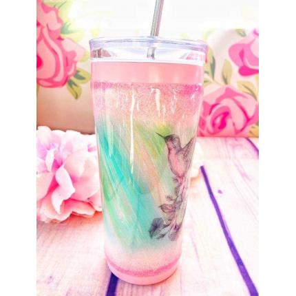 Gobelet de voyage avec paille motif colibri