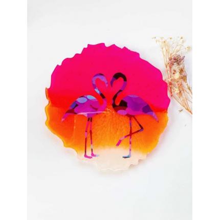 Sous verre flamant rose