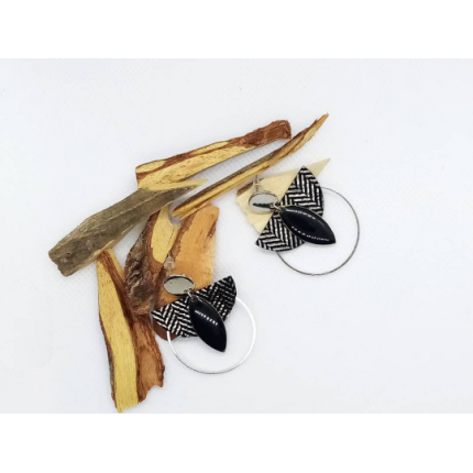 Boucles d'oreille "Anges"                             - argenté et noir/ Chibiz Créations