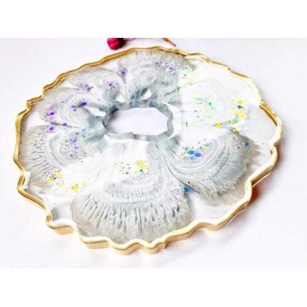 Sous verre gris et doré 