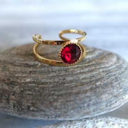 Bague cristal de Swarovski grenat et or
