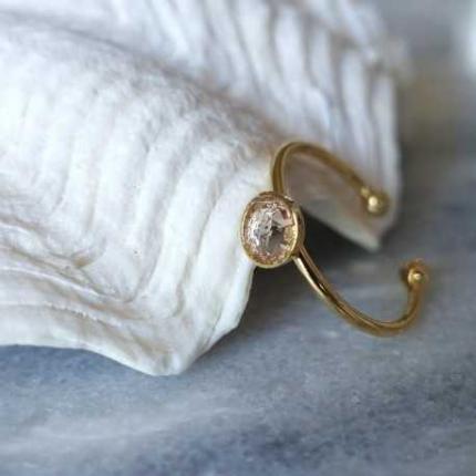 Bague cristal de Swarovski transparent et or 