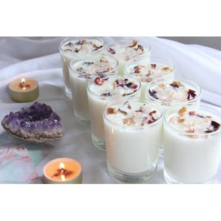 Bougie Cristal de Roche et Quartz Rose