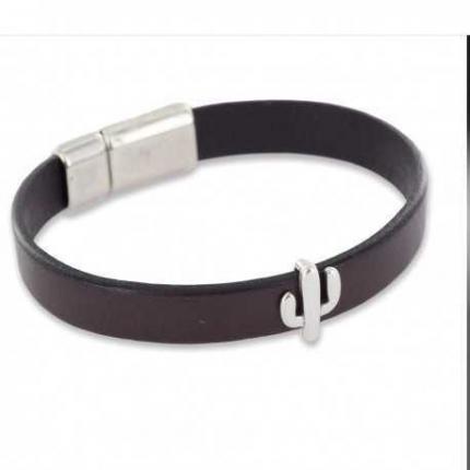 Bracelet cactus en cuir