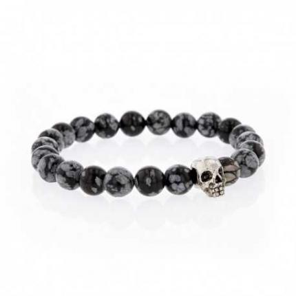 Bracelet Lucky Obsidienne snowflake et skullhead 