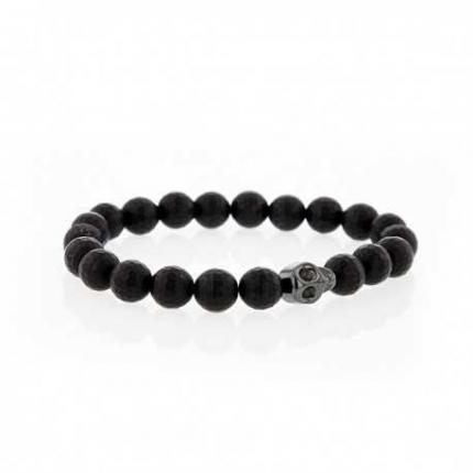 Bracelet Lucky onyx facetté et skullhead hématite