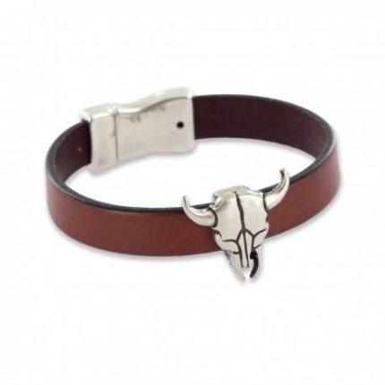 Bracelet taureau en cuir