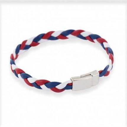 Bracelet tressé tricolore en cuir