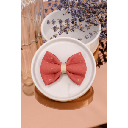 Noeud à clipser rose foncé et doré