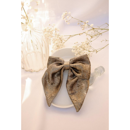 Maxi noeud barrette doré foncé